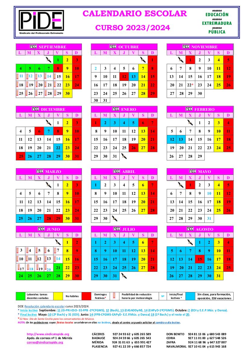 Calendario Escolar 2023-2024 – CEIP Virgen De Guadalupe